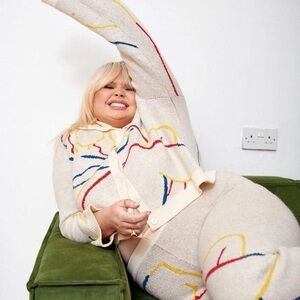 ASOS Labelrail x Francesca Perks illustrated knit pant in oat